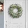 Puleo 24" Pre-Lit Battery-Operated Artificial Flocked Glitter Wreath - 3 of 4
