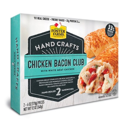 Foster Farms Frozen Hand Crafts Chicken Bacon Club Sandwich - 12oz