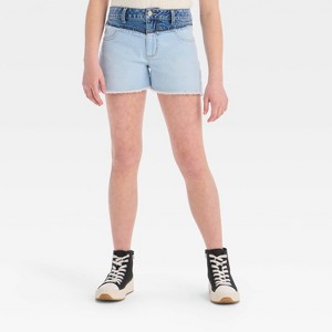 Girls' High-Rise A-Line Colorblock Denim Shorts - art class™ - 1 of 4