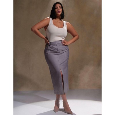 Grey pencil clearance skirt plus size