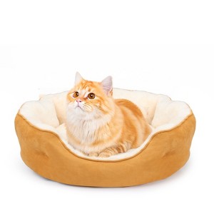 PureWags Small Dog Bed, Round Cat Bed Washable for Indoor Cats, Non-Slip Base and Removable Cushion, Pet Bed for Puppy and Kitten - 1 of 4