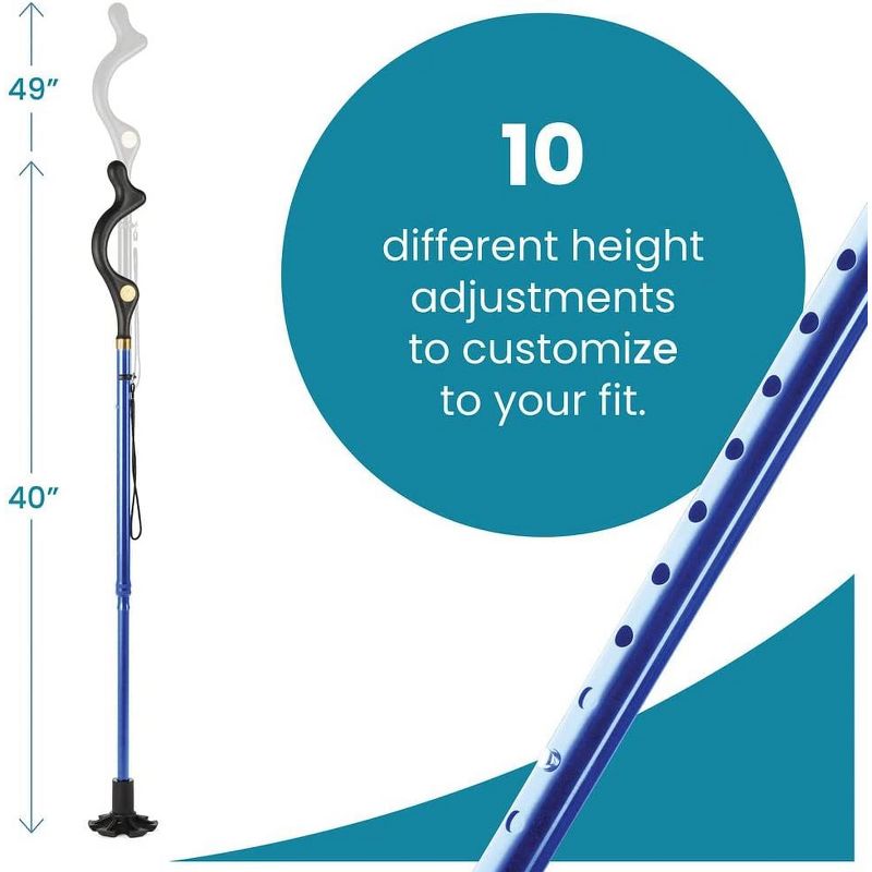 Walking Cane Collapsible Special Balancing with 10 Adjustable Heights - Self-Standing Folding Cane, Comfortable and Lightweight - MedicalKingUsa, 4 of 10