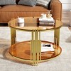 ALEXOUN 31.5 Inch Coffee Table,2-Tier Transparent Circle Glass Center Table with Storage Shelf & Metal Base,for Living Room,Office,Small Spaces - 2 of 4