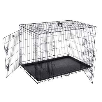 Pet Adobe Portable Double Door Folding Crate for Dogs - 42" x 27", Black