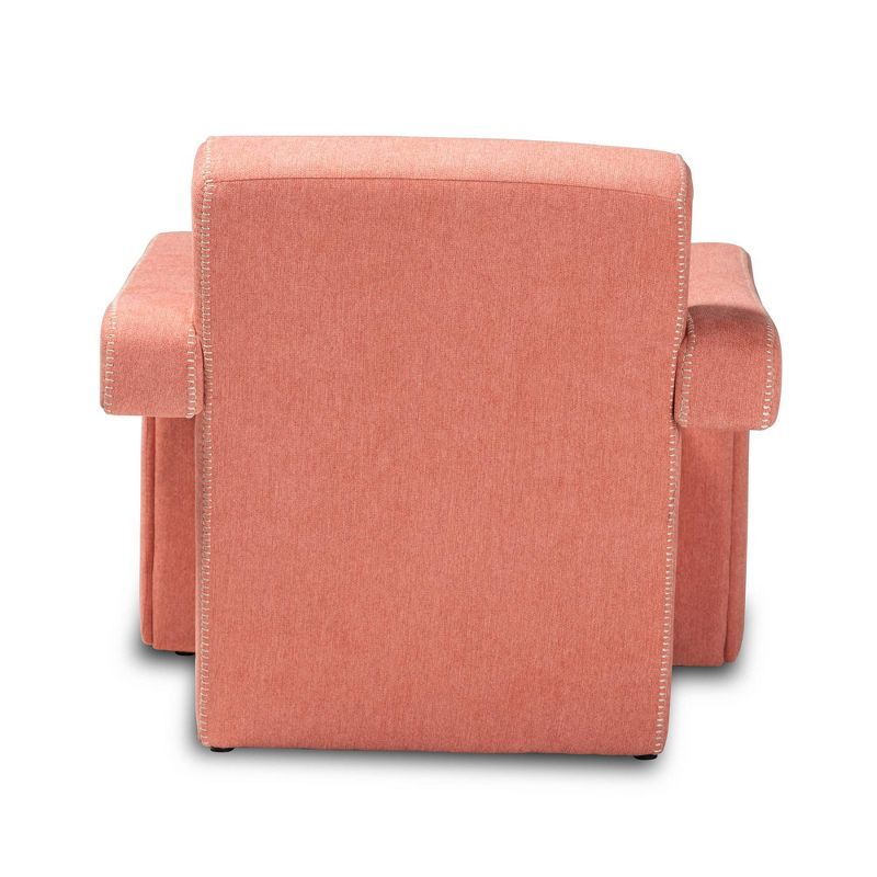 Madian Light Fabric Upholstered Armchair Light Red - Baxton Studio, 5 of 9