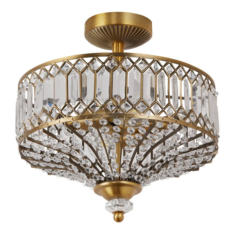 15.25&#34; Glass/Metal Tiered Jeweled Semi Flush Mount Ceiling Lights - River of Goods, 2 of 14