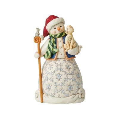 Jim Shore 8.25" Chase A Happy Holiday Snowman Cat Mouse  -  Decorative Figurines