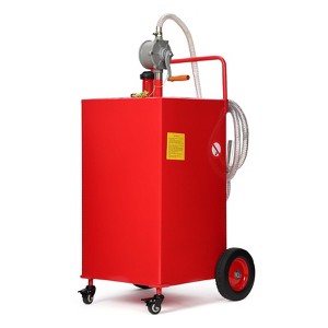 Fuel Tank with Pump, Heavy Duty Gas Caddy Transfer Tank with Wheels & Hose - 1 of 4