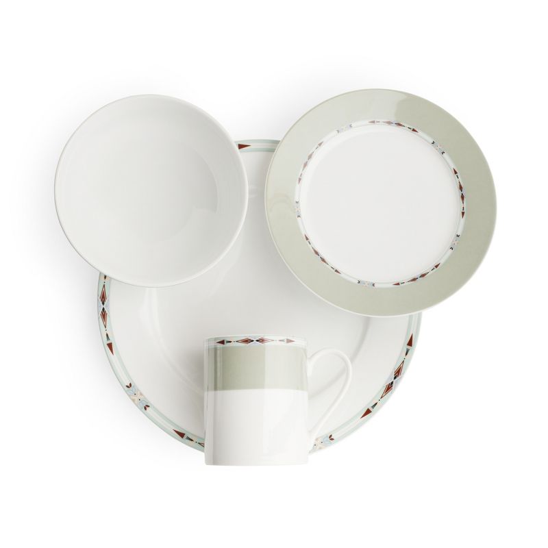 Spode Home Formal Deco 16 Piece Dinnerware Set with Service for 4  - 10.5" Dinner Plate, 7.5" Salad Plate, 6" Cereal Bowl, 12 oz Mug, 3 of 5