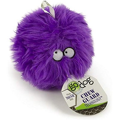 goDog Furballz Squeaky Plush Ball Dog Toy, Chew Guard Technology - Purple, Small
