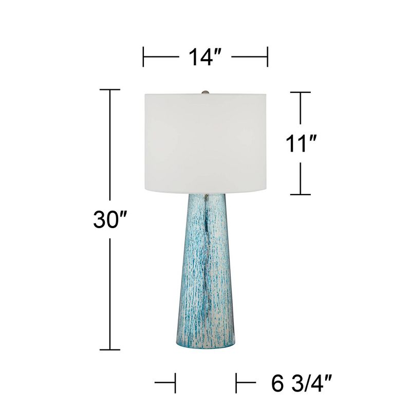 360 Lighting Marcus Modern Table Lamps 30" Tall Set of 2 Mercury Glass Column White Drum Shade for Bedroom Living Room Bedside Nightstand Office Home, 4 of 11