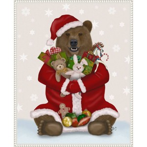 Amanti Art 23"x28" Christmas Present Bear Hug Fab Funky Framed Canvas Wall Art - 1 of 4