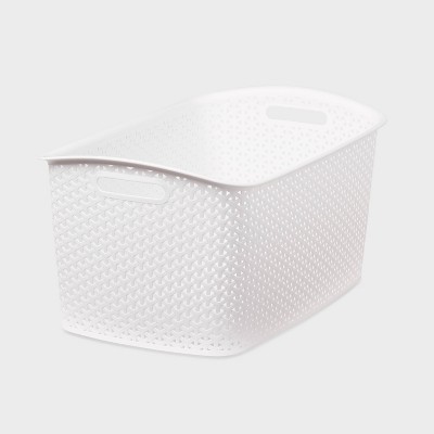 Curver White Basketweave Storage Bin with Handles