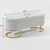 Sapphtopaz Modern Oval Storage Bench with Tufted Velvet Upholstered Vanity Stool with Metal Leg Bedroom End of Bed Bench for Living Room,Bedroom - 2 of 4