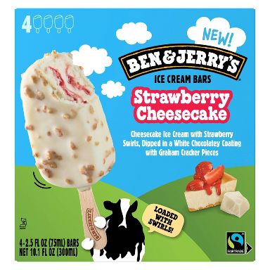 Ben & Jerry's Strawberry Cheesecake Ice Cream Bars - 10.1 fl oz/4ct