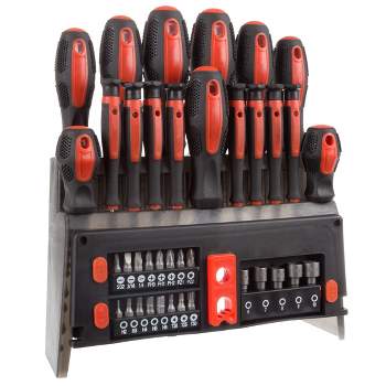 Fleming Supply 39-Pc Steel Magnetic Tip Screwdriver and Bit Set With Storage Rack