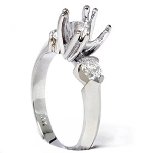 Pompeii3 Pear Shape Diamond Engagement Mount Ring Setting 14K White Gold - 1 of 4