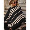 Clearlove Women's Asymmetrical Striped Half-High Mock Collar Bat Sleeve Pullover Knitted Sweater Top - 2 of 4