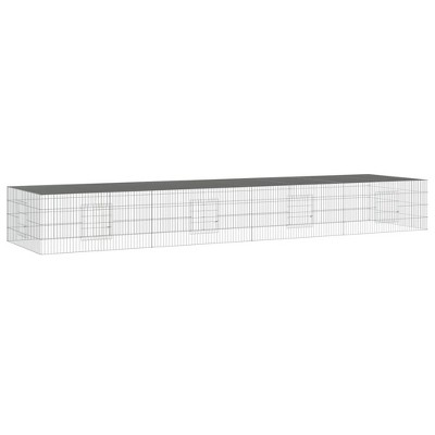 vidaXL 4-Panel Rabbit Cage Animal Playpen - Outdoor Galvanized Iron Enclosure - Silver, 170.5"x42.9"x21.3"