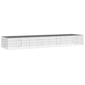 vidaXL 4-Panel Rabbit Cage Animal Playpen - Outdoor Galvanized Iron Enclosure - Silver, 170.5"x42.9"x21.3" - 1 of 4