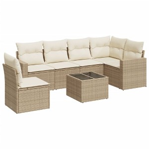vidaXL Garden Sofa Set Beige PE rattan Multiple pieces Modular - 1 of 4