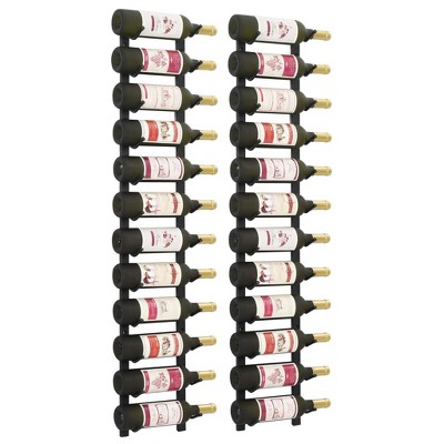 vidaXL Wall Mounted Wine Racks for 12 Bottles 2 pcs Black Iron