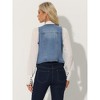 INSPIRE CHIC Women's Denim Sleeveless Collarless Washed Distressed Jean Vest - 3 of 4