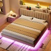 Homhougo Full Size Floating Bed Frame with LED Light, Modern Metal Platform Bed Frame with Charging Station, No Box Spring Needed, Grey - 3 of 4