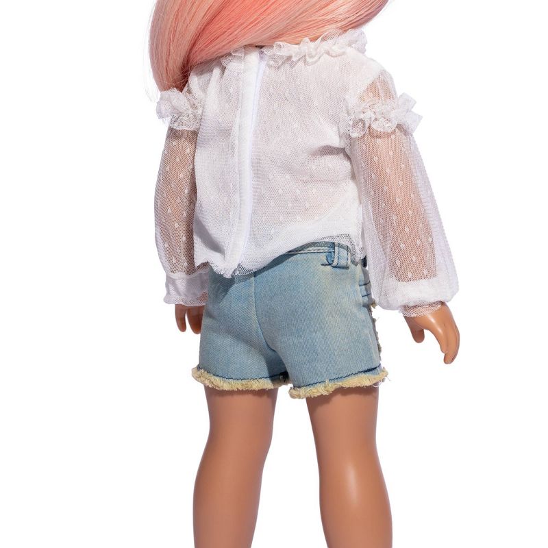 I&#39;M A GIRLY White Blouse with Lace Details Outfit for 18&#34; Fashion Doll, 5 of 6