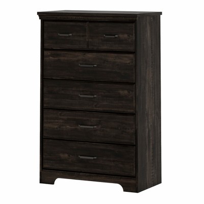 Versa Black Laminate 5-Drawer Chest with Metal Handles