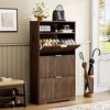 ACEPANO 31.6 in. W Freestanding Concealed Shoe Cabinet with 3 Flip-Top Drawers for Entryways & Hallways-Walnut - 4 of 4