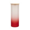 100 North 25 Ounce Frosted Glass Gradient Travel Tumbler With Straw & Wooden Lid, Tabby Cat Paint Splatter Red - 2 of 4