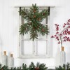 Nearly Natural 30" LED Dunhill Fir Snowflake Artificial Christmas Wreath with Pinecones Green with Warm White Lights - 2 of 4