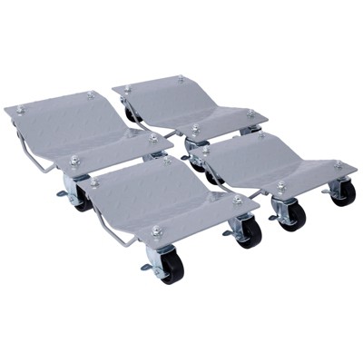 VisioGear 4PCS Car Dolly, Heavy Duty Wheel Dolly, 4 Tire Wheel Dolly Car Stakes 6000lbs Capacity, Gray, 15.9"*12"*4.3"