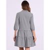 INSPIRE CHIC Women's Plaid V-neck 3/4 Sleeve Cute A-Line Casual Midi Dress - 3 of 4