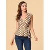 Allegra K Women's V Neck Sleeveless Self Tie Wrap Front Dotted Blouse - 3 of 4