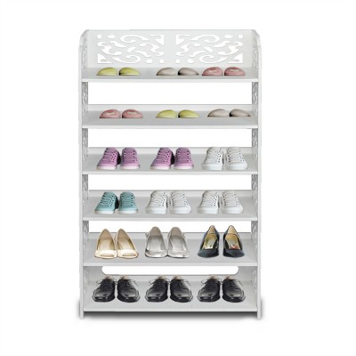 FURNIinspire Shoe Racks Wood 4 Tier Free Standing Shoe Rack Shoe Organizer Multifunctional Shoe Shelf for Entryway, White, 9.44"*24.4"*38.18"