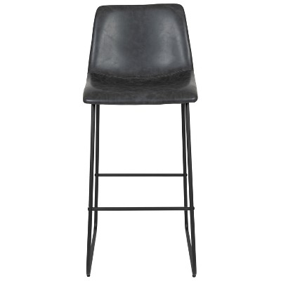Reagan 30" Gray LeatherSoft & Metal Bar Height Stools, Set of 2