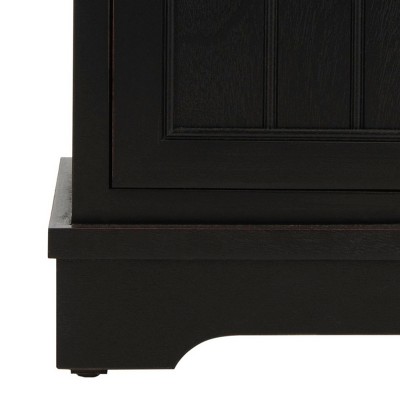 Distressed Black Pine Wood Accent Cabinet with Wicker Baskets