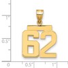 Black Bow Jewelry 14k Yellow Gold, Athletic Collection Medium Polished Number 62 Pendant - 2 of 3