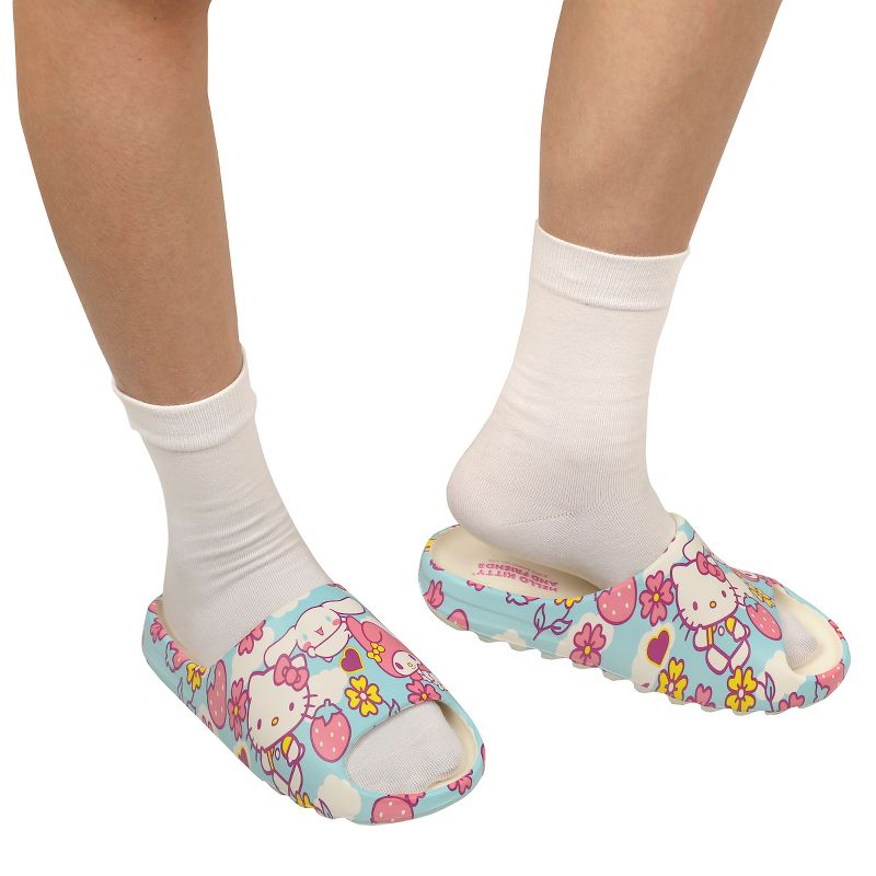 Hello Kitty Character Toss Floral And Cloud Art Women's Slides, 5 of 6