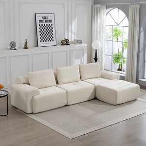 GDFStudio Odin 120'' Modern L-Shaped 3-Seater Corduroy Upholstered Sectional Sofa with Steel Frame - 1 of 4