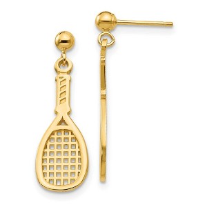 Black Bow Jewelry Sports Racquet Dangle Post Earrings in 14k Yellow Gold - 1 of 4