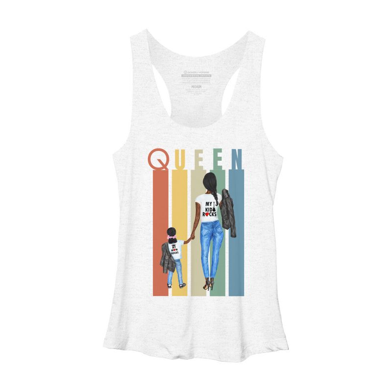 Women's Design By Humans Mother's Day Black Mom Queen Retro Stripes By duron4 Racerback Tank Top, 1 of 3