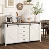 HOMCOM Farmhouse Sideboard Buffet Cabinet with Storage, 60" Kitchen Cabinet with Sliding Barn Doors and Adjustable Shelves - 3 of 4