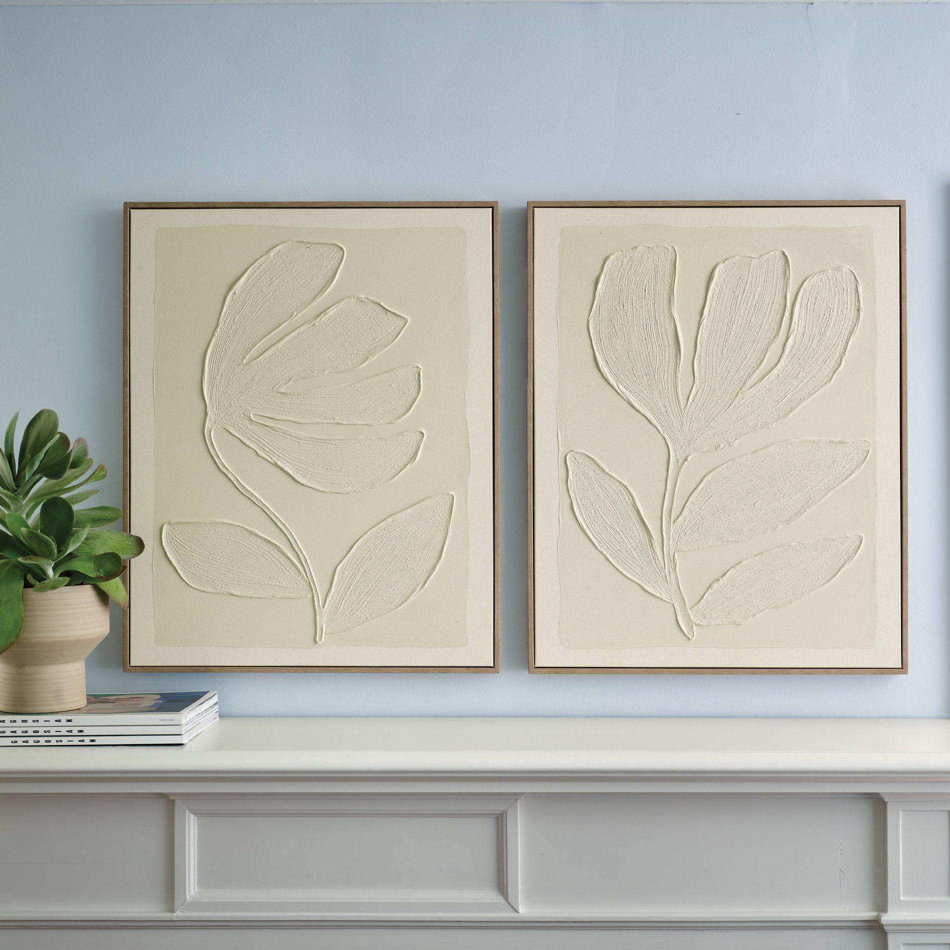 Set of 2 24"x30" Floral Drawing Wall Art - Threshold™