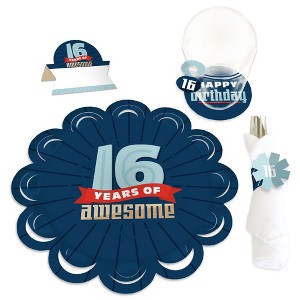 Big Dot of Happiness Boy 16th Birthday - Sweet Sixteen Birthday Party Paper Charger & Table Decorations Chargerific Kit for 8 - 1 of 4