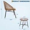 3 Pieces Patio Bistro Set Outdoor Acapulco Chair with Glass Top Coffee Table, Wicker Furniture Sets, Durable Steel Frame Patio Conversation Set - 2 of 4