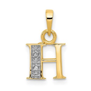 Black Bow Jewelry The Chloe Mini Diamond Accent initial H Pendant in 14k Yellow Gold - 1 of 4