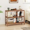Tangkula 3-Tier Side Table Teak Wood Stand Utility Storage Shelf Organizer Entryway Bench - 4 of 4